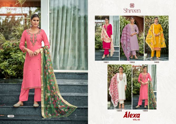 Alexa Vol 3 By Shreen Roman Silk Designer Kurti With Bottom Dupatta Wholesale Shop In Surat